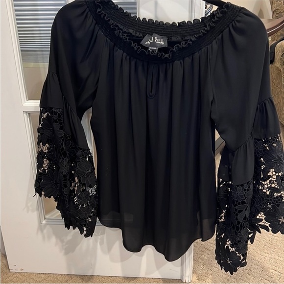 Joseph Ribkoff Off The Shoulder Lace Top Women's Sz 6 peasant boho Eye Lace VTG - Picture 13 of 13